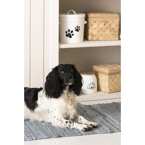 Ib Laursen Bucket for dog food w/lid white w/paw motif 5 ltr