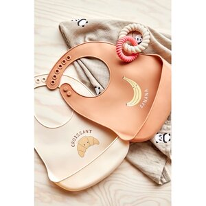 OYOY Yummy silicone bib pack of 2 19 x 27 cm, caramel/butter