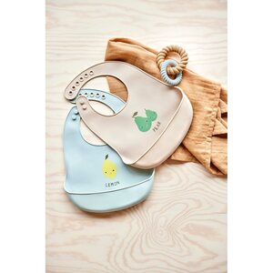 OYOY Yummy silicone bib pack of 2 19 x 27 cm, minty/camel