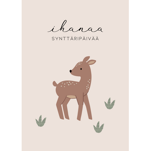 Ihanaa synttäripäivää kortti, bambi