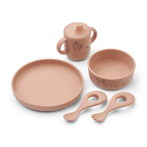 Liewood Ryle Printed Tableware Set, Unicorn / Pale tuscany