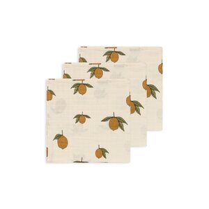 Konges Slojd Mon grand citron muslin cloth 65 x 65 cm 3 kpl/pkt, beige/yellow/green