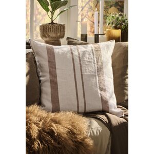 Ib Laursen Striped cushion cover linen 50 x 50 cm, off-white/brown