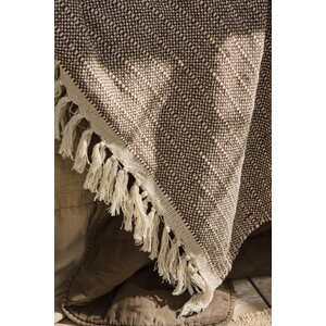 Ib Laursen Cotton blanket 130 x 160 cm, off-white/brown/rust