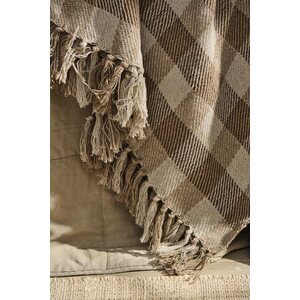 Ib Laursen cotton blanket 130 x 160 cm, off-white/beige/brown