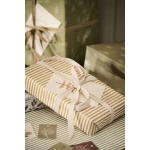 Ib Laursen Mustard stripes gift wrapping paper 52,5 cm x 2 m