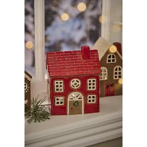 Ib Laursen House f/tealight tile roof and wreath on door, 7 x 17 x 13 cm