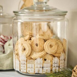 Ib Laursen Glass jar with lid Christmas town 4 l