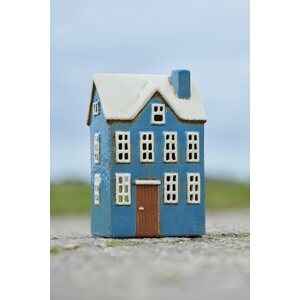 Ib Laursen Nyhavn talolyhty sininen ruskealla ovella, 7,5 x 20,5 x 10 cm