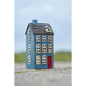 Ib Laursen My Home Town talolyhty sininen punaisella ovella, 7,5 x 20,5 x 10 cm