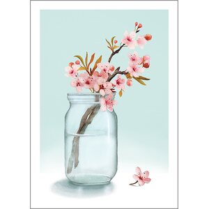 Henna Adel Cherry blossoms in a vase postcard