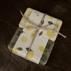 Marseille soap bars in cellophane, lemon