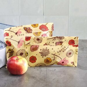 Bee`s Wrap Vegaaninen kestopussi Sandwich & Snack Bag 2 kpl/pkt, Meadow Magic