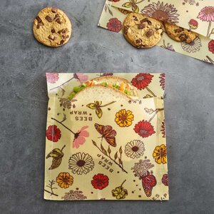 Bee`s Wrap Vegaaninen kestopussi Sandwich & Snack Bag 2 kpl/pkt, Meadow Magic