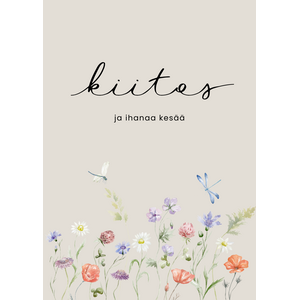 Kiitos ja ihanaa kesää kortti, kukat