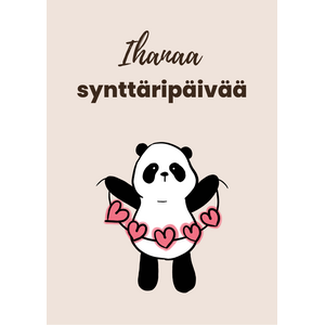 Ihanaa synttäripäivää kortti, panda