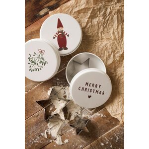 Ib Laursen Tin box with 3 Christmas tree cookie cutters, Christmas elf