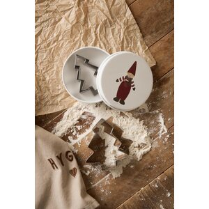 Ib Laursen Tin box with 3 Christmas tree cookie cutters, Christmas elf