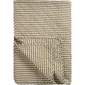 Ib Laursen Quilted blanket 130 x 180 cm, sand/olive green stripes