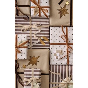 Ib Laursen Brown stripes textile look lahjapaperi 52,5 cm x 2 m