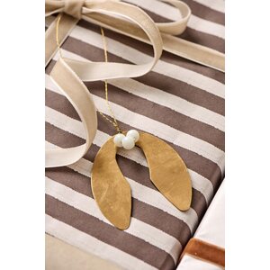 Ib Laursen Brown stripes textile look lahjapaperi 52,5 cm x 2 m