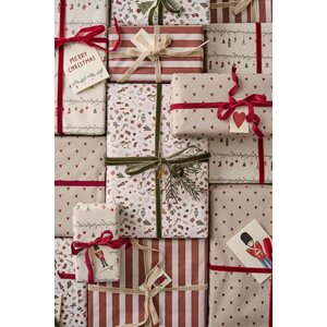 Ib Laursen Red stripes textile look lahjapaperi 52,5 cm x 2 m