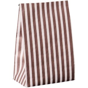 Ib Laursen Lahjapussi Brown stripes textile look M 18x28,5x10 cm