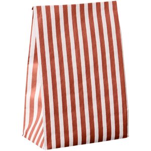 Ib Laursen Lahjapussi Red stripes textile look M 18x28,5x10 cm