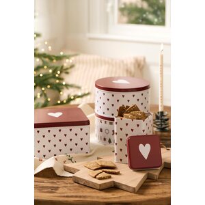 Ib Laursen Metal jar with lid Hearts 16,8 x 9 cm