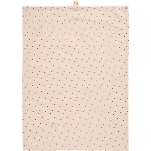 Ib Laursen Valentin kitchen towel 50 x 70 cm, off-white/red hearts