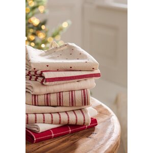 Ib Laursen Silja kitchen towel 50 x 70 cm, red/off-white