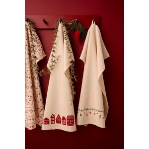 Ib Laursen Sally kitchen towel 50 x 70 cm, off-white/red