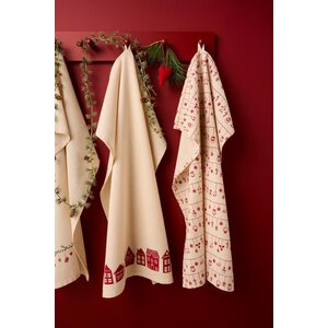 Ib Laursen Hollie kitchen towel 50 x 70 cm, off-white/red
