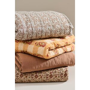 Ib Laursen Quilted blanket 130 x 180 cm, brown/red/orange/grey
