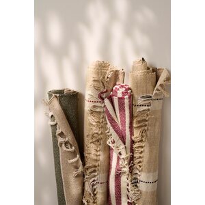 Ib Laursen Striped rug 60 x 120 cm, beige/olive/cream