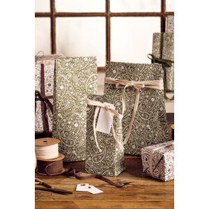 Ib Laursen Gift bag Paisley M 18x28,5x10 cm, green