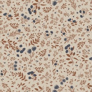 Ib Laursen Flowers gift wrapping paper 52,5 cm x 2 m, blue/terracotta