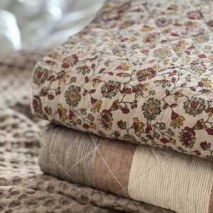 Ib Laursen Quilted blanket 130 x 180 cm, brown/red/orange/grey