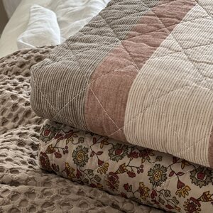 Ib Laursen Quilted blanket 130 x 180 cm, beige/brown/rust