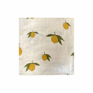 Konges Slojd Mon grand citron muslin cloth 65 x 65 cm, off-white/yellow/green