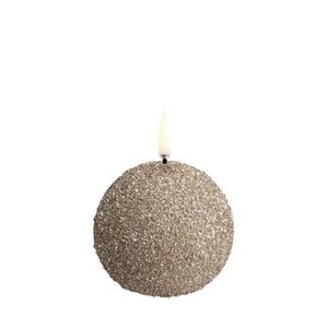 Uyuni Led-kynttilä pallo glitterillä 7 x 7 cm, shampanja