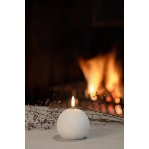 Uyuni Led-kynttilä pallo glitterillä 7 x 7 cm, valkoinen
