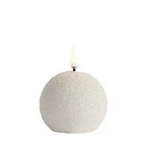 Uyuni Led-kynttilä pallo glitterillä 7 x 7 cm, valkoinen