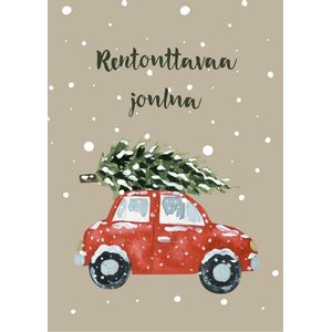 Rentouttavaa joulua joulukortti, auto