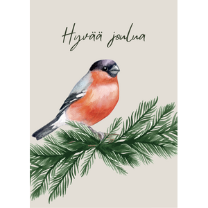 Hyvää joulua joulukortti, punatulkku