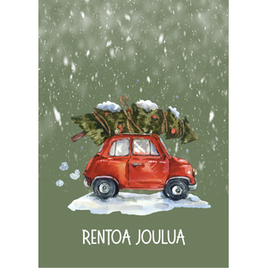 Rentoa joulua joulukortti, auto