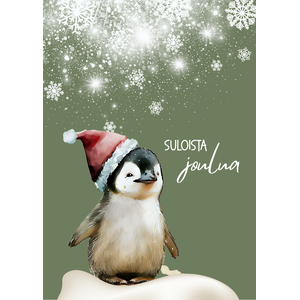 Suloista joulua joulukortti, pingviini