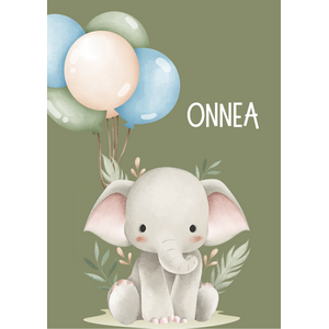 Onnea kortti, norsu ja ilmapallot