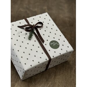 Ib Laursen Brown hearts gift wrapping paper 52,5 cm x 2 m