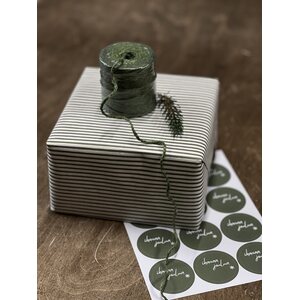 Ib Laursen Green stripes gift wrapping paper 52,5 cm x 2 m
